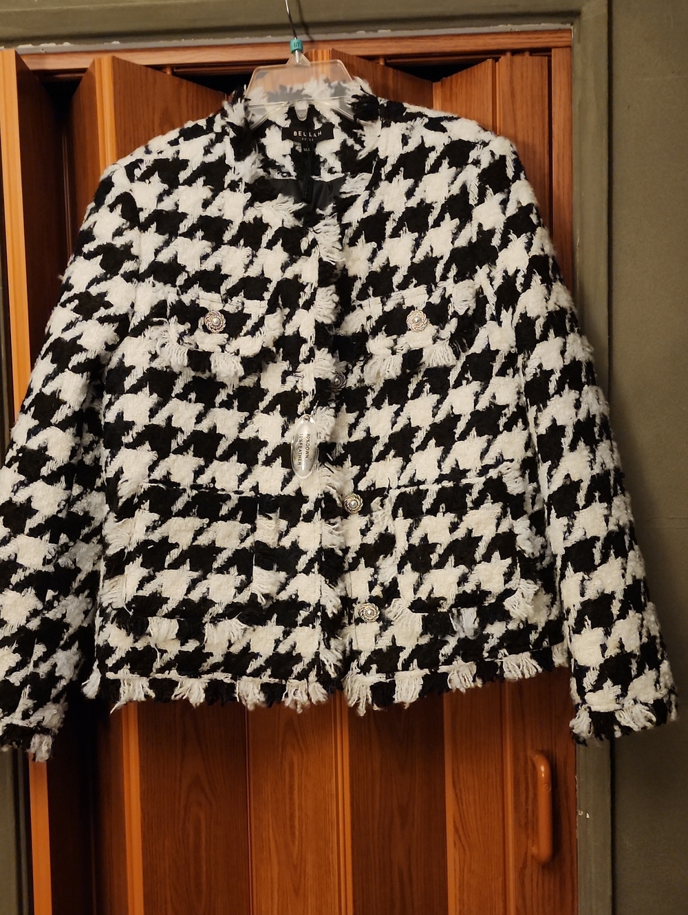 Beulah Houndstooth Jacket With Quilted, Down and Feather filled Lining